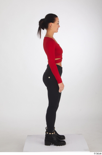  Zuzu Sweet black boots black trousers casual dressed red long sleeve t shirt standing whole body 0007.jpg